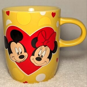 Disney Store Mickey Minnie Mouse Coffee Mug Heart Yellow Love Valentine’s Day